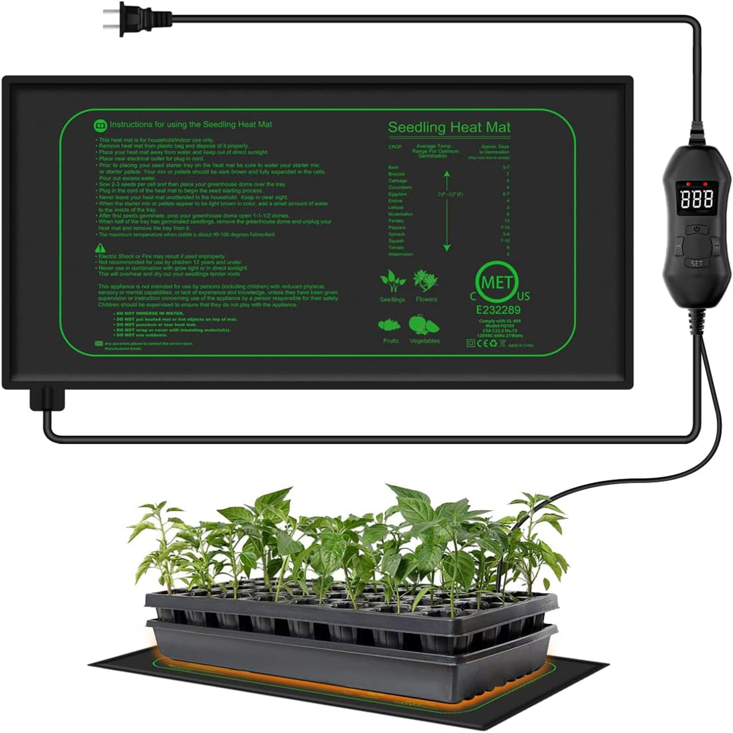 Zaailingwarmtemat met digitale - Seedling Heat Mat recensie en prijs
